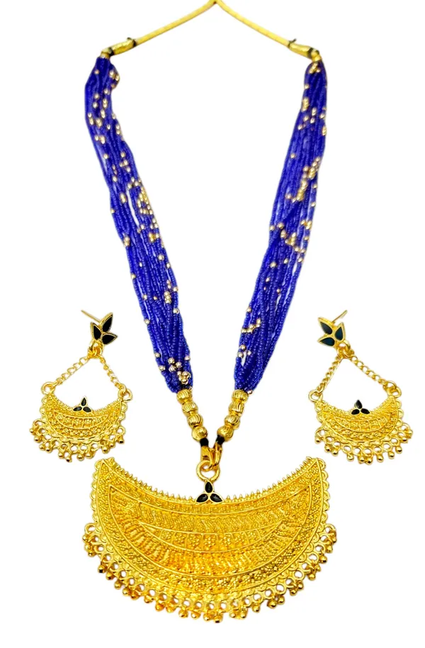 Assamese_Traditional_Blue_Copper_Based_Junbiri_New_Tassel_Jewellery_Set
