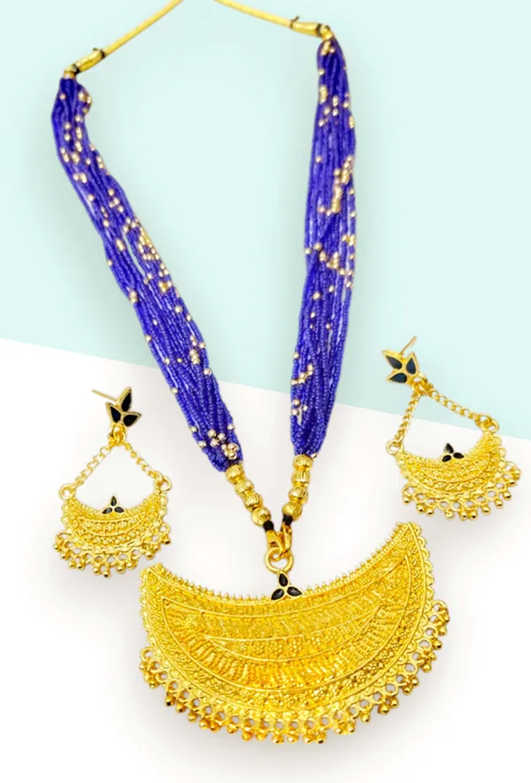 Assamese_Traditional_Blue_Copper_Based_Junbiri_New_Tassel_Jewellery_Set