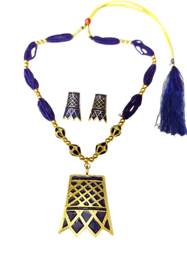 Assamese_Traditional_Blue_Meenakari_Thuriya_4_Ball_Tassel_Jewellery_Set