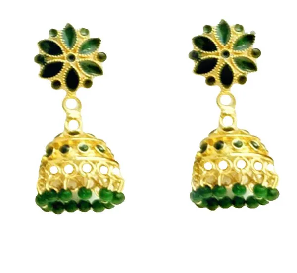 Assamese_Traditional_Copper_Based_Green_Patti_Jhumka_Earring_Set