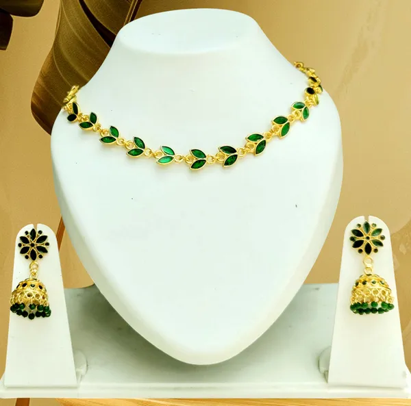 Assamese_Traditional_Copper_Based_Green_Patti_Jhumka_Earring_Set