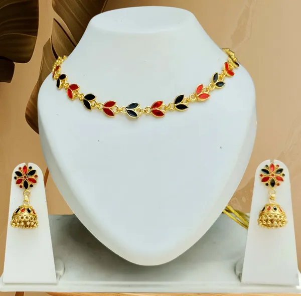 Assamese_Traditional_Copper_Based_Red_Black_Patti_Jhumka_Earring_Set