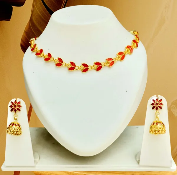 Assamese_Traditional_Copper_Based_Red_Patti_Jhumka_Earring_Set