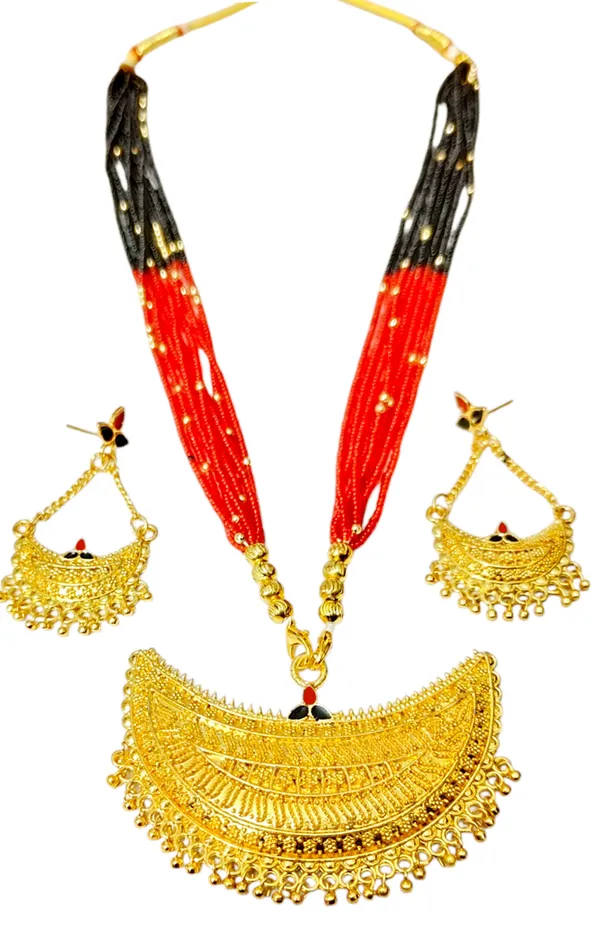 Assamese_Traditional_Red_Black_Copper_Based_Junbiri_New_Tassel_Jewellery_Set