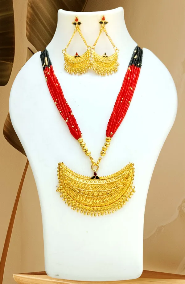 Assamese_Traditional_Red_Black_Copper_Based_Junbiri_New_Tassel_Jewellery_Set