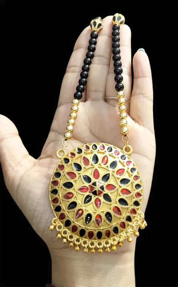 Assamese_Traditional_Red_Black_Japi_Ball_Moni_Tassel_Jewellery_Set