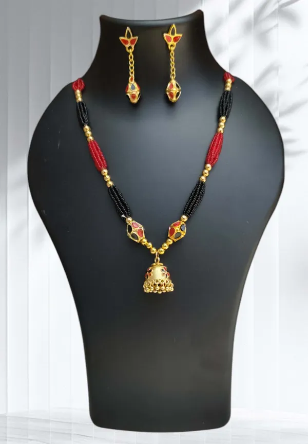 Copper_Based_Assamese_Traditional_Red_Black_Monimala_Jhumka_Jewellery_Set