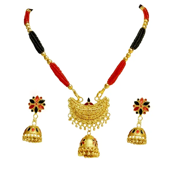 Assamese_Traditional_Red_Black_Small_Junbiri_Jewellery_Set