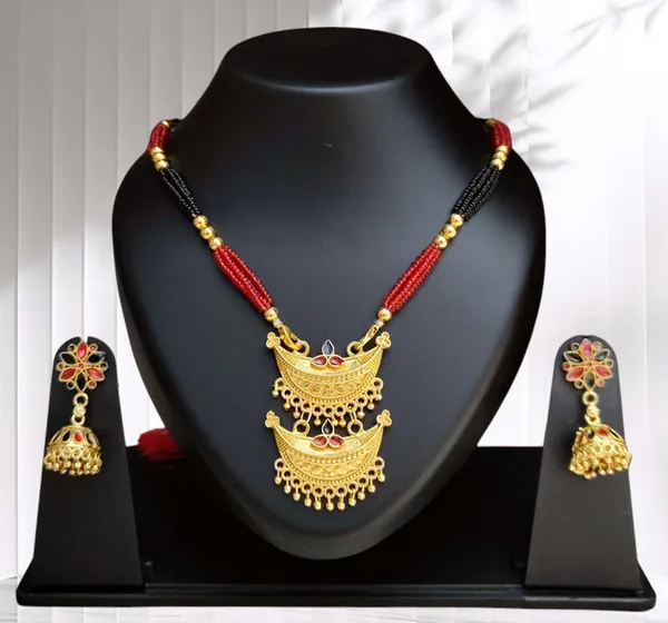 Assamese_Traditional_Red_Black_Small_Junbiri_Jewellery_Set