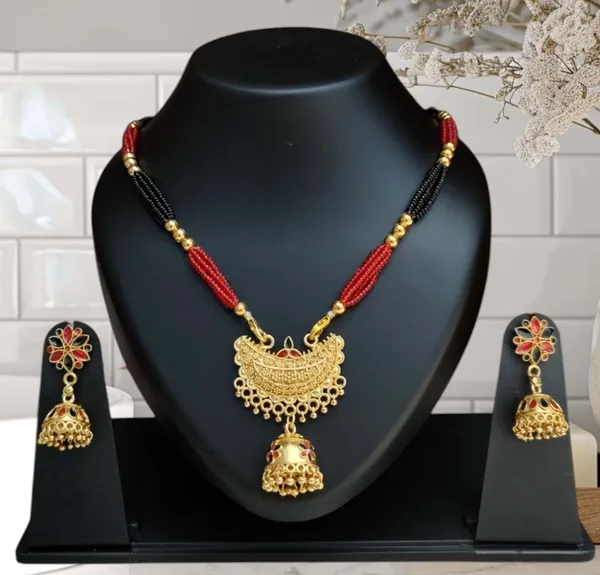 Assamese_Traditional_Red_Black_Small_Junbiri_Jewellery_Set