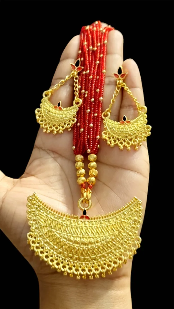 Assamese_Traditional_Red_Copper_Based_Junbiri_New_Tassel_Jewellery_Set