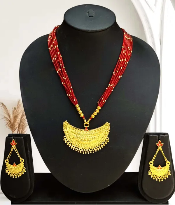 Assamese_Traditional_Red_Copper_Based_Junbiri_New_Tassel_Jewellery_Set