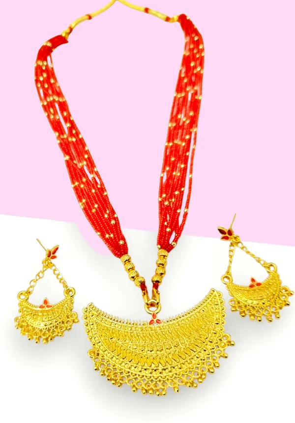 Assamese_Traditional_Red_Copper_Based_Junbiri_New_Tassel_Jewellery_Set