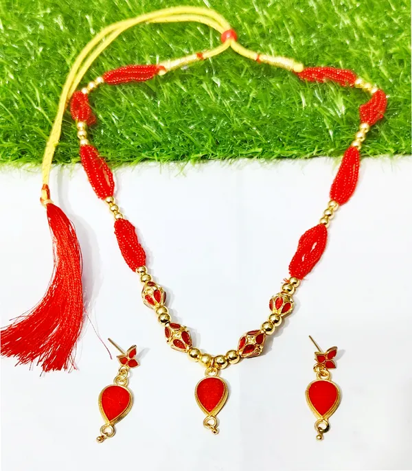 Assamese_Traditional_Red_Golpata_Locket_4_Monimala_Tassel_Jewellery_Set