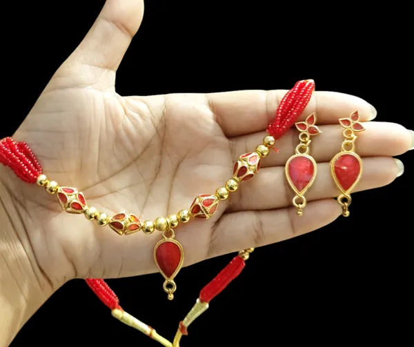 Assamese_Traditional_Red_Golpata_Locket_4_Monimala_Tassel_Jewellery_Set