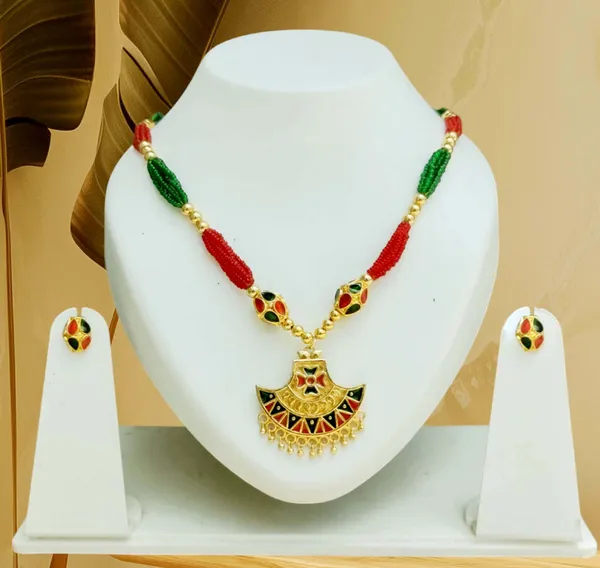 Copper_Based_Assamese_Traditional_Red_Green_Monimala_Tassel_Jewellery_Set