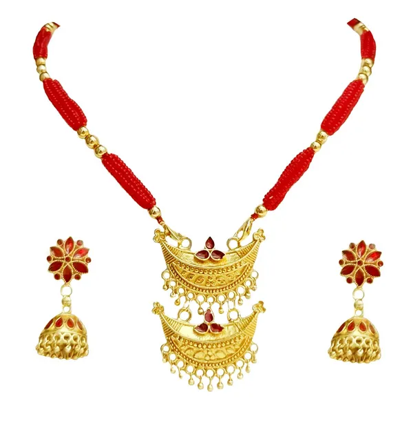 Assamese_Traditional_Red_Small_Junbiri_Jewellery_Set