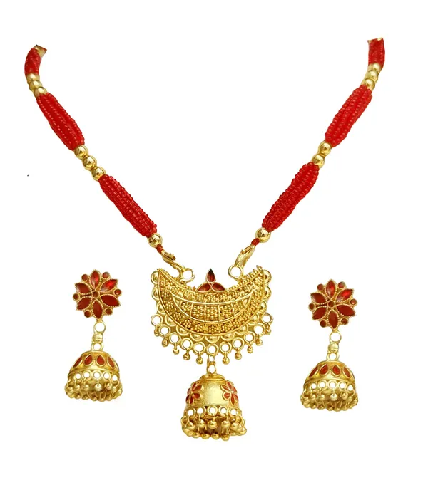 Copper_Based_Assamese_Traditional_Red_Small_Junbiri_Jewellery_Set