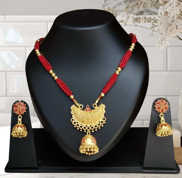 Copper_Based_Assamese_Traditional_Red_Small_Junbiri_Jewellery_Set