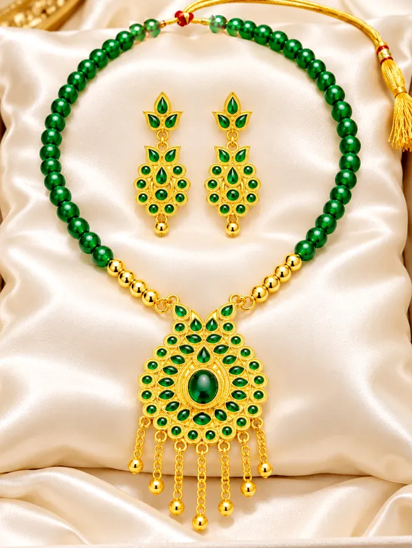 BG_GOLD_Assamese_traditiona_Jewellery_Copper_Based_Green_Dugdugi_Set__Moni_Tassel_