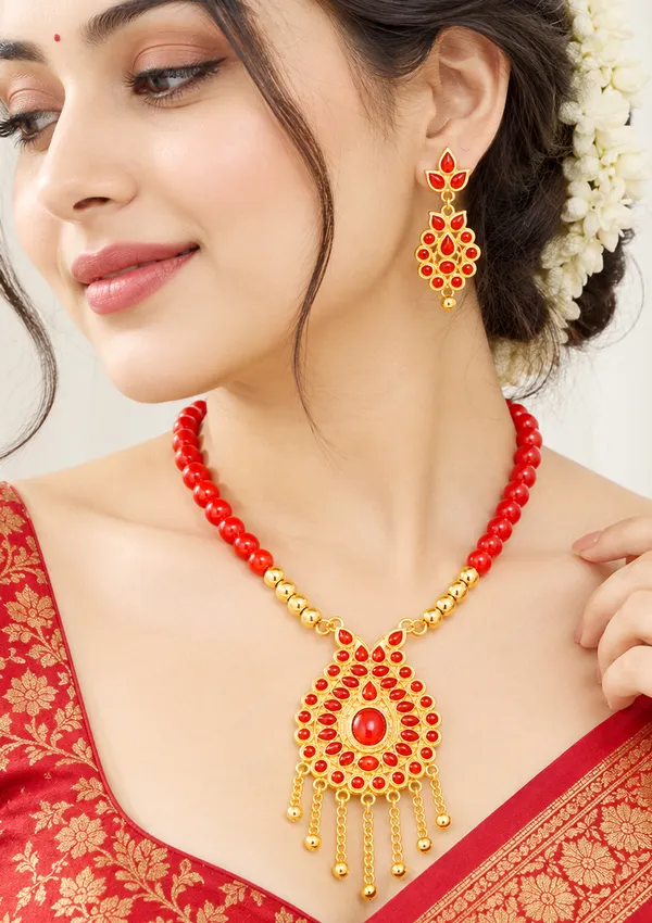 BG_GOLD_Assamese_traditiona_Jewellery_Copper_Based_Red_Dugdugi_Set__Moni_Tassel_