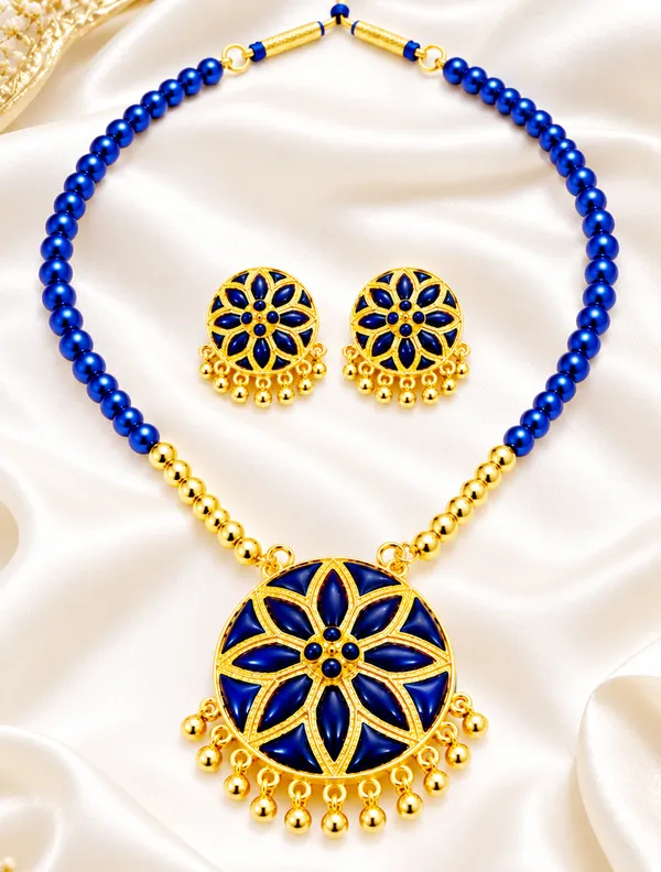 BG_GOLD_Assamese_traditiona_Jewellery_Copper_Based__Blue_Japi_Moni_Tassel_Jewellery_Set