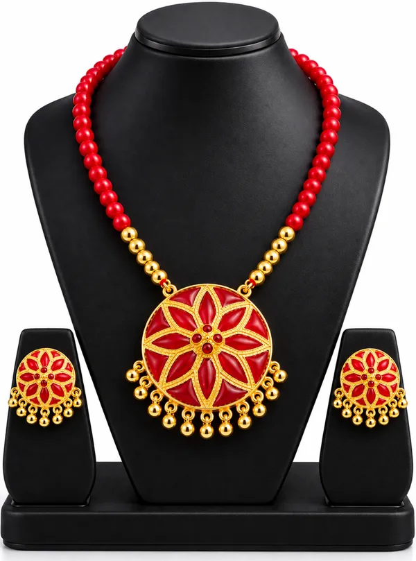 BG_GOLD_Assamese_traditiona_Jewellery_Copper_Based__Red_Japi_Moni_Tassel_Jewellery_Set