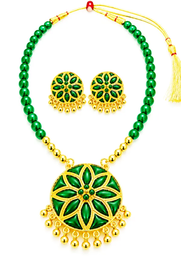 BG_GOLD_Assamese_traditiona_Jewellery_Copper_Based___Green_japi_moni_tassel_jewellery_set