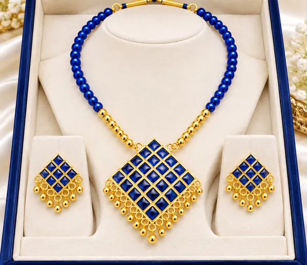 BG_GOLD_Assamese_traditiona__Copper_Based__Blue_Square_Moni_Tassel_Jewellery_Set