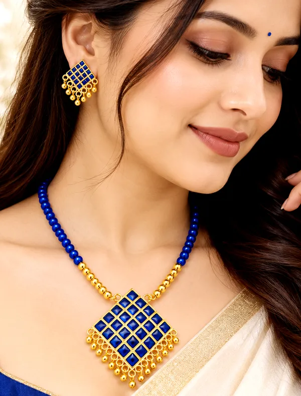 BG_GOLD_Assamese_traditiona__Copper_Based__Blue_Square_Moni_Tassel_Jewellery_Set