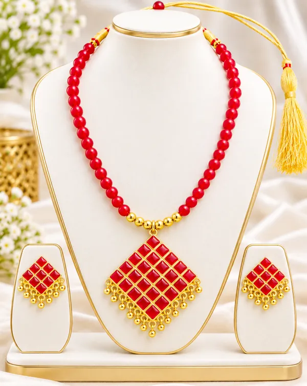 BG_GOLD_Assamese_traditiona__Copper_Based__Red_Square_Moni_Tassel_Jewellery_Set