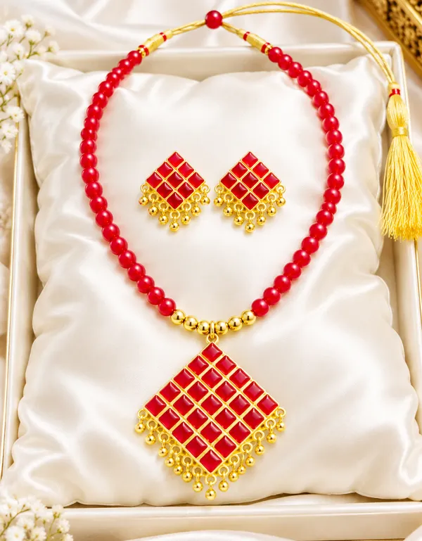 BG_GOLD_Assamese_traditiona__Copper_Based__Red_Square_Moni_Tassel_Jewellery_Set
