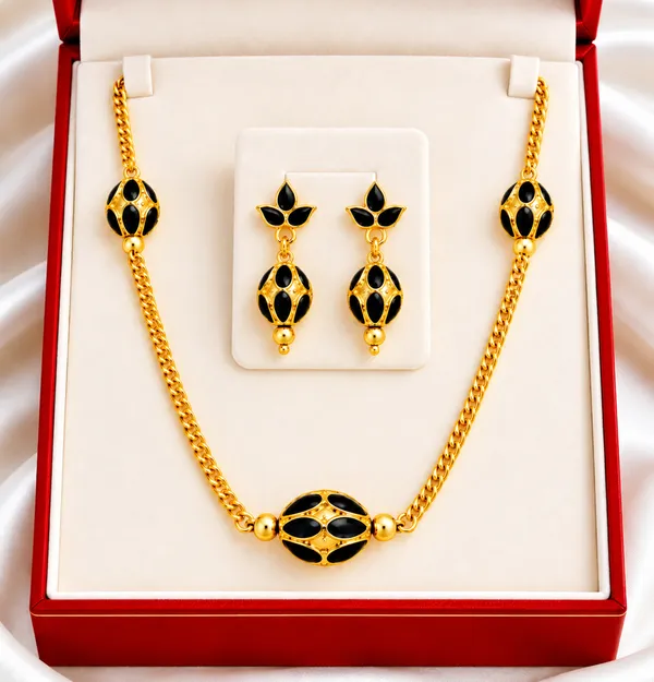 BG_GOLD_Assamese_traditional_Copper_Based_1_ball_Black__3_ball_chain_Monimala_Jewellery_Set