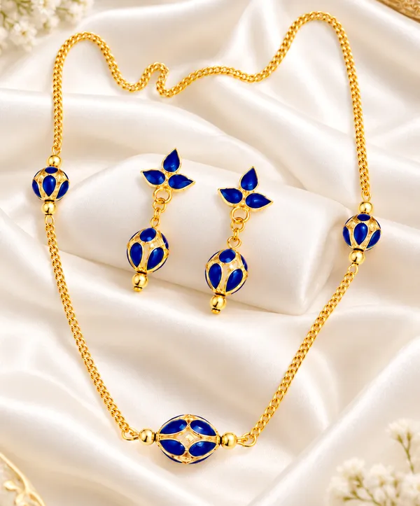BG_GOLD_Assamese_traditional_Copper_Based_1_ball_Blue_3_ball_chain_Monimala_Jewellery_Set