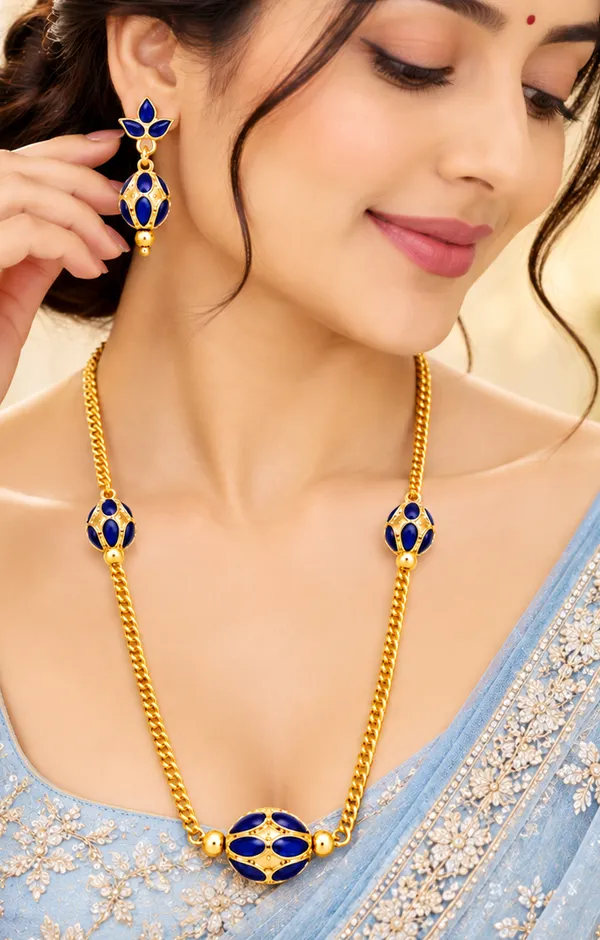 BG_GOLD_Assamese_traditional_Copper_Based_1_ball_Blue_3_ball_chain_Monimala_Jewellery_Set