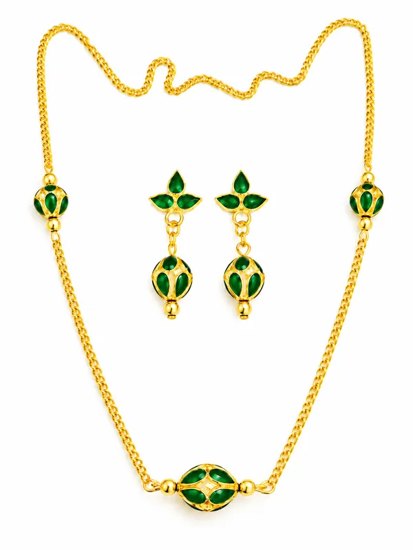 BG_GOLD_Assamese_traditional_Copper_Based_1_ball_Green_3_ball_chain_Monimala_Jewellery_Set