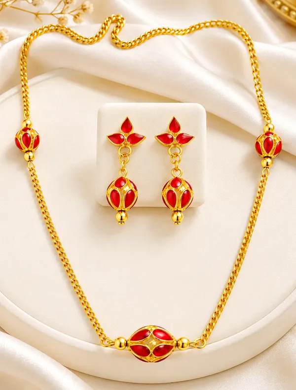 BG_GOLD_Assamese_traditional_Copper_Based_1_ball_Red_3_ball_chain_Monimala_Jewellery_Set