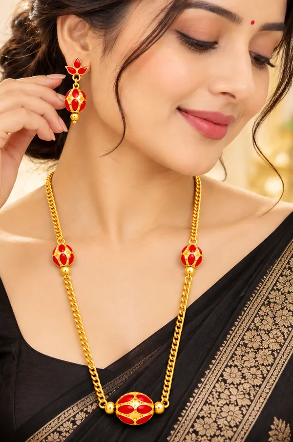 BG_GOLD_Assamese_traditional_Copper_Based_1_ball_Red_3_ball_chain_Monimala_Jewellery_Set