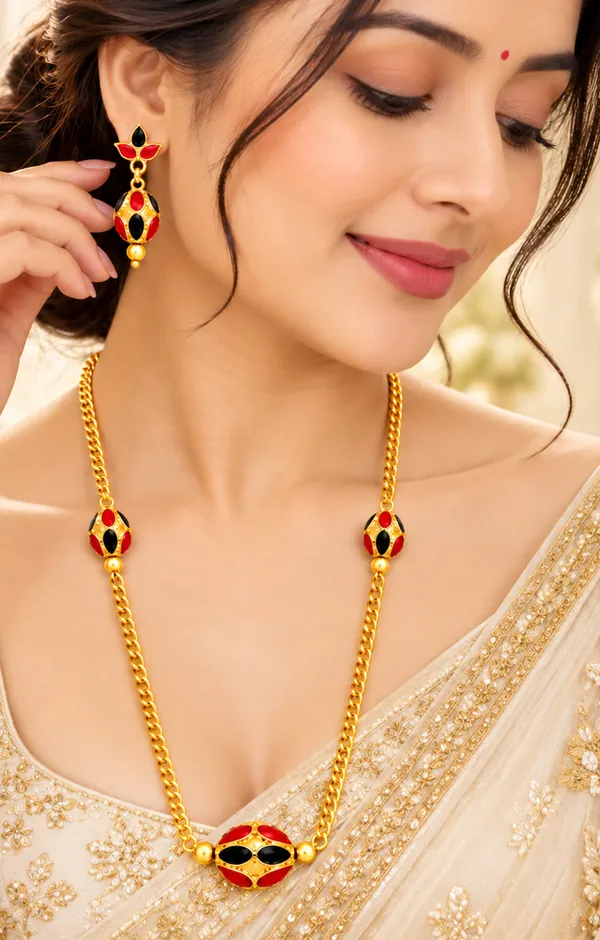 BG_GOLD_Assamese_traditional_Copper_Based_1_ball_Red_Black_3_ball_chain_Monimala_Jewellery_Set