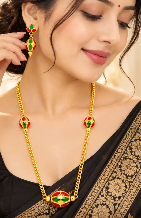 BG_GOLD_Assamese_traditional_Copper_Based_1_ball_Red_Black_3_ball_chain_Monimala_Jewellery_Set
