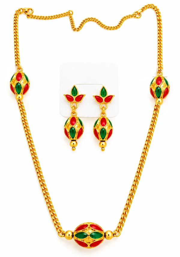 BG_GOLD_Assamese_traditional_Copper_Based_1_ball_Red_Black_3_ball_chain_Monimala_Jewellery_Set