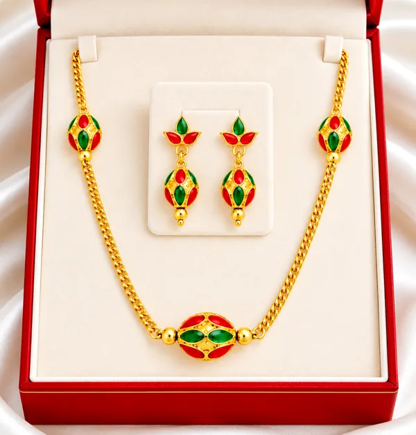 BG_GOLD_Assamese_traditional_Copper_Based_1_ball_Red_Black_3_ball_chain_Monimala_Jewellery_Set