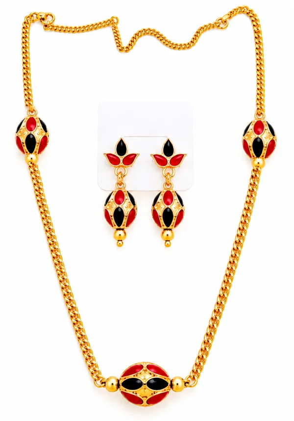 BG_GOLD_Assamese_traditional_Copper_Based_1_ball_Red_Black_3_ball_chain_Monimala_Jewellery_Set