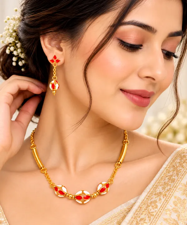BG_GOLD_Assamese_traditional_Copper_Based_1_ball_Red_Withe_pipe_chain_Monimala_Jewellery_Set
