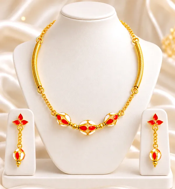 BG_GOLD_Assamese_traditional_Copper_Based_1_ball_Red_Withe_pipe_chain_Monimala_Jewellery_Set