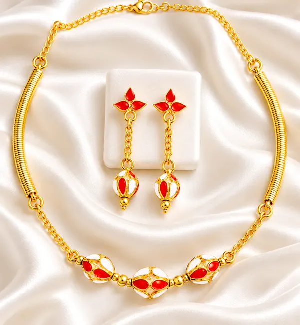 BG_GOLD_Assamese_traditional_Copper_Based_1_ball_Red_Withe_pipe_chain_Monimala_Jewellery_Set