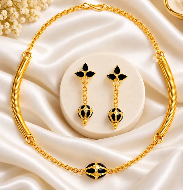 BG_GOLD_Assamese_traditional_Copper_Based_1_ball_black_pipe_chain_Monimala_Jewellery_Set