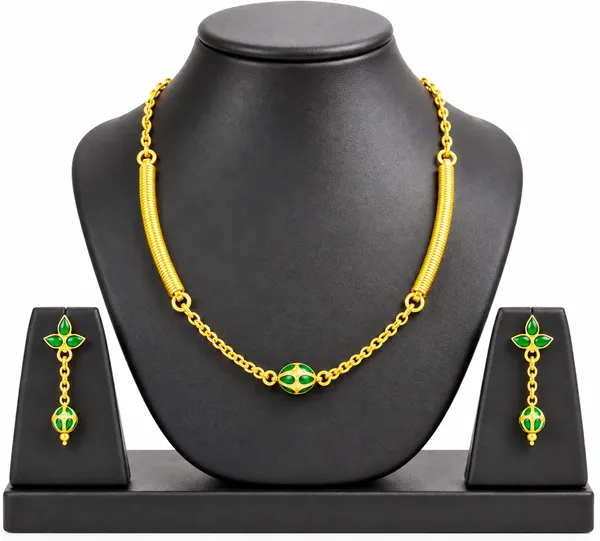 BG_GOLD_Assamese_traditional_Copper_Based_1_ball_Green_pipe_chain_Monimala_Jewellery_Set