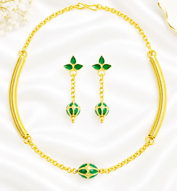 BG_GOLD_Assamese_traditional_Copper_Based_1_ball_Green_pipe_chain_Monimala_Jewellery_Set