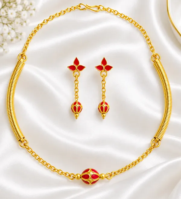 BG_GOLD_Assamese_traditional_Copper_Based_1_ball_red_pipe_chain_Monimala_Jewellery_Set